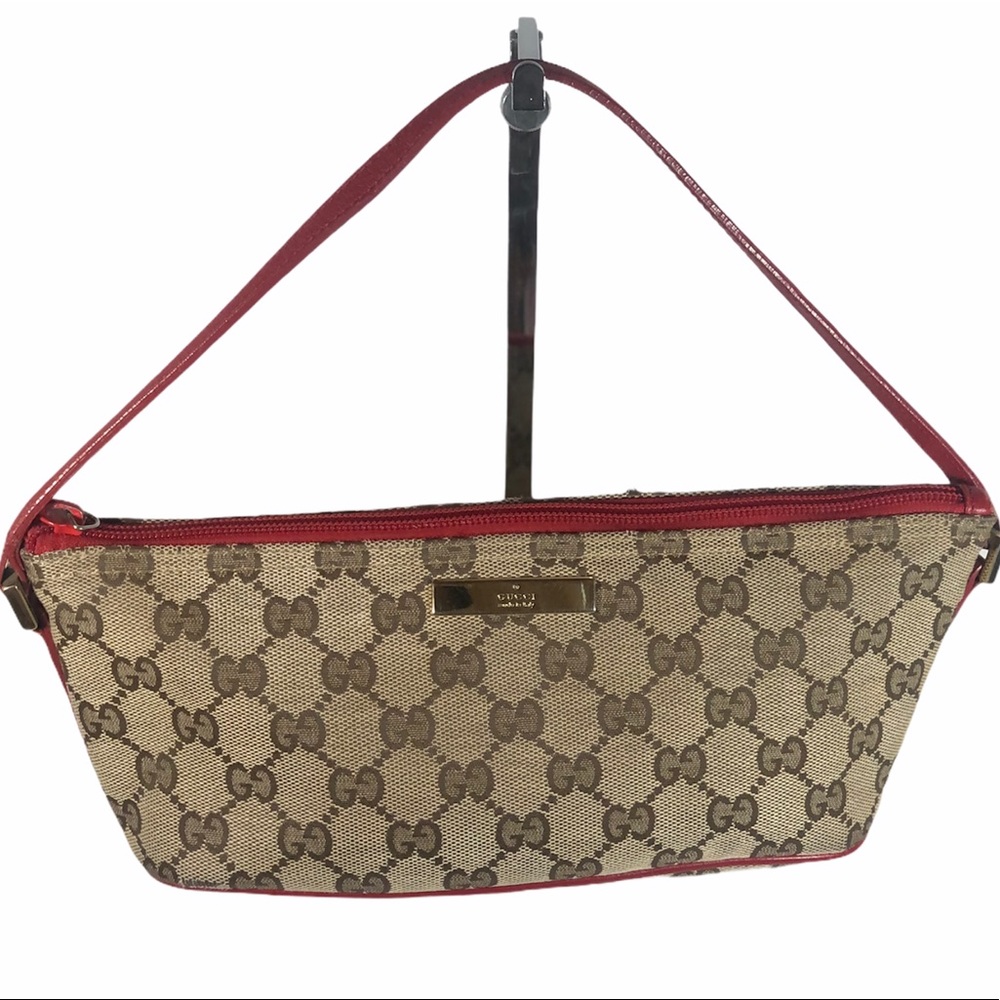 Gucci Mini Bag Beige GG Canvas with Red Trim